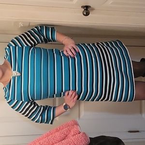 Teal striped dress